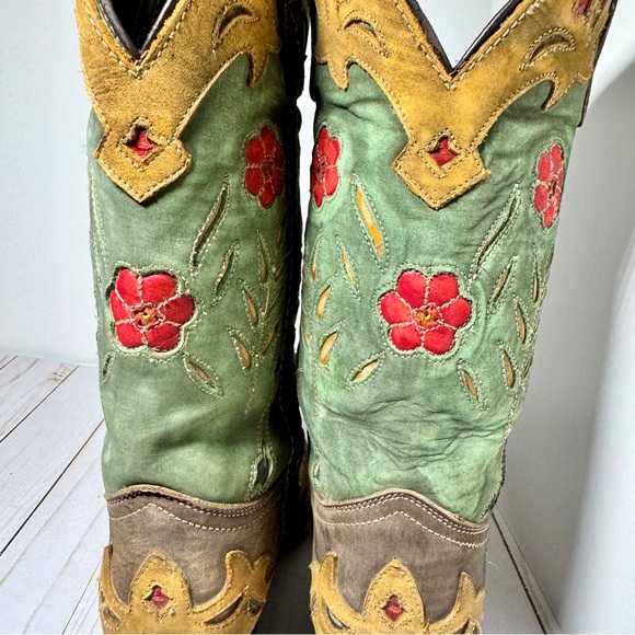 Laredo Womens Miss Kate Size 7.5 Multicolor Suede Cowgirl Western Boots - Picture 11 of 16